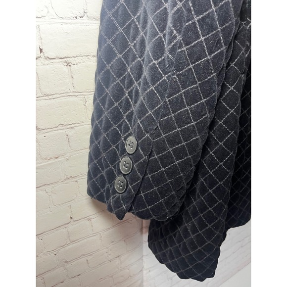INC International Concepts Black Quilted Velvet Double Breasted Blazer Jacket 2X - Picture 3 of 5